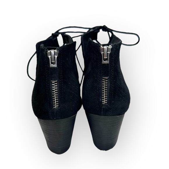 Eileen Fisher Fallon Peep Toe Lace Up Booties Women's Size 8 Black Suede 5838517 - Picture 5 of 11